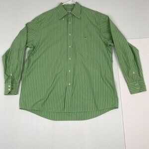 Lacoste Men's 100% Cotton Regular Fit Striped Button Down Shirt Size 45 Green